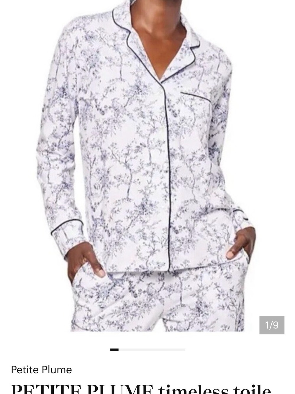 Petite Plume Women's White & Navy Floral Cotton Pajama Set